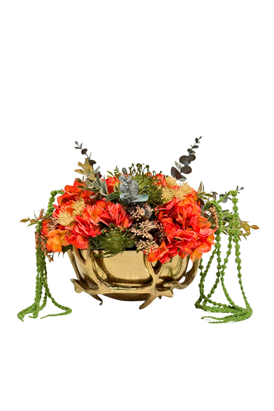 LARA DECOR - Gold Döküm Dal Saksılı Çiçek Aranjmanı