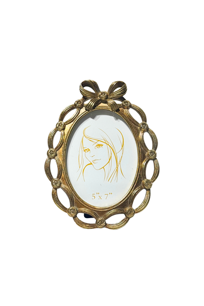 Oval Fiyonk Desen Dekoratif Çerçeve