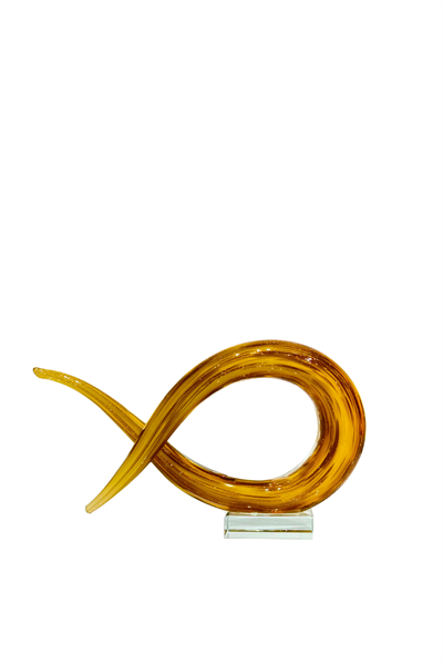 Sarı Amber Kaideli Cam Obje