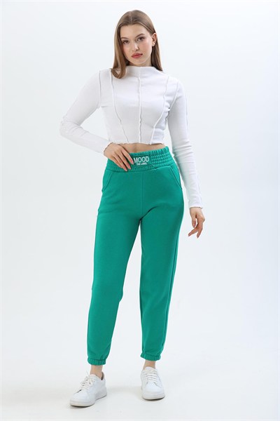 Yeşil Beli Lastikli Eşofman Pantolon