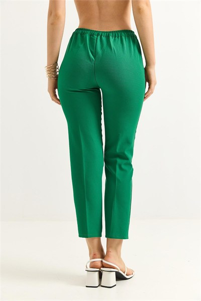 Yeşil Beli Lastikli Krep Pantolon
