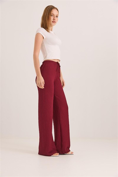 Bordo Bubble Örme Pantolon