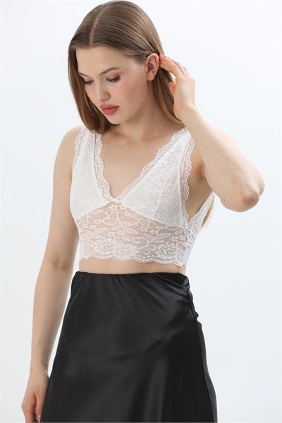 Beyaz Dantel Bralet Büstiyer