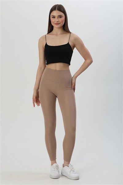 Bej Fit Slim Sporcu Tayt