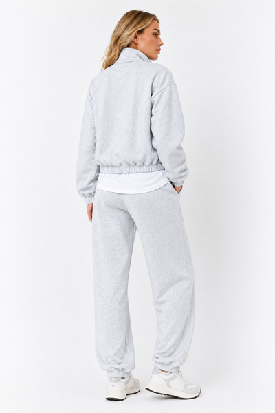 Gri Fermuarlı Oversize Takım