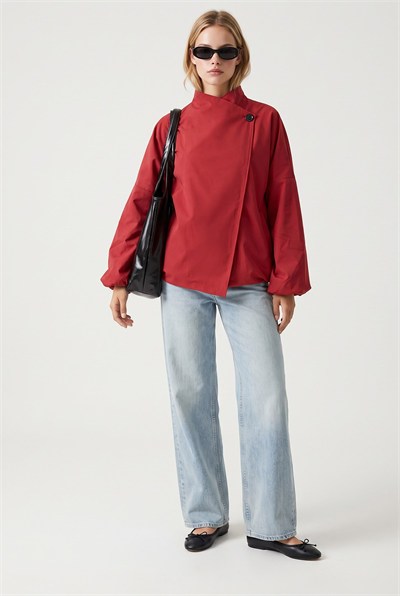 Nar Çiçeği Asimetrik Oversize Trençkot