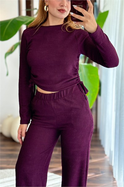 Bordo Bağlama Detaylı Fitilli Takım