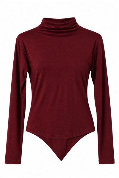 Bordo Balıkçı Yaka Asimetrik Bluz