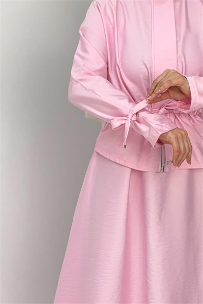 Pembe Beli Büzgülü Etekli Takım