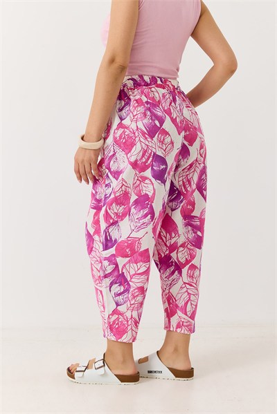 Pembe Beli Lastikli Havuç Pantolon