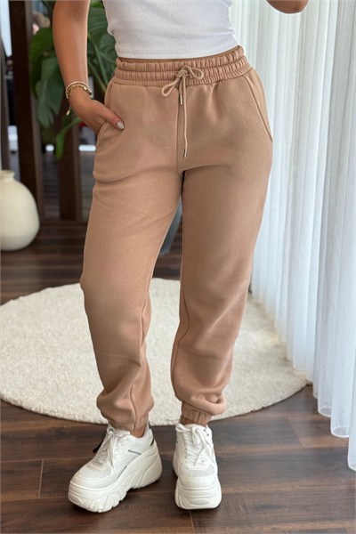 Vizon Beli Bağcıklı Eşofman Pantolon