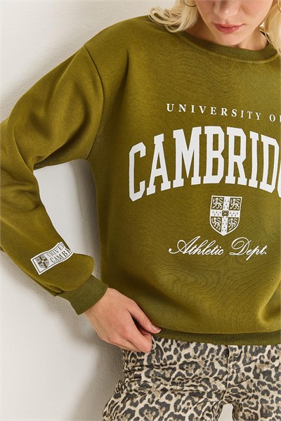 Yeşil Baskılı Şardonlu Sweatshirt