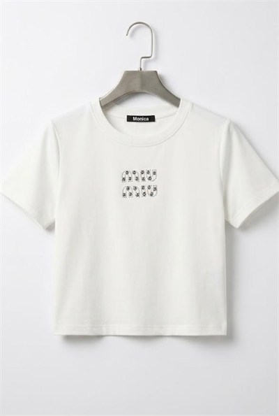 Ekru Bisiklet Yaka Crop Bluz