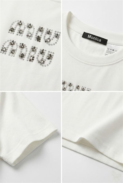 Ekru Bisiklet Yaka Crop Bluz