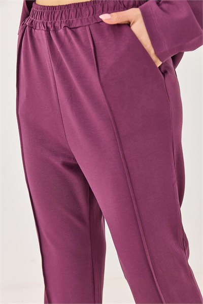 Mürdüm Çimalı Örme Pantolon