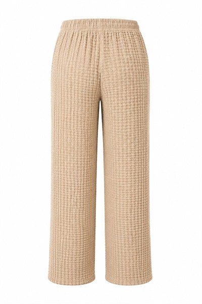 Bej Bürümcük Beli Lastikli Pantolon