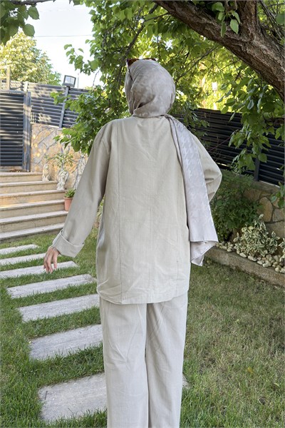 Vizon Düğmeli Pamuklu Takım