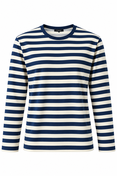 Lacivert Çizgili Desenli Sweatshirt