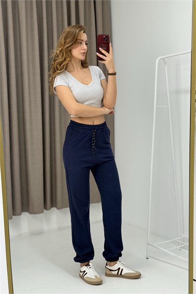 Lacivert Paçası Lastikli Eşofman Pantolon