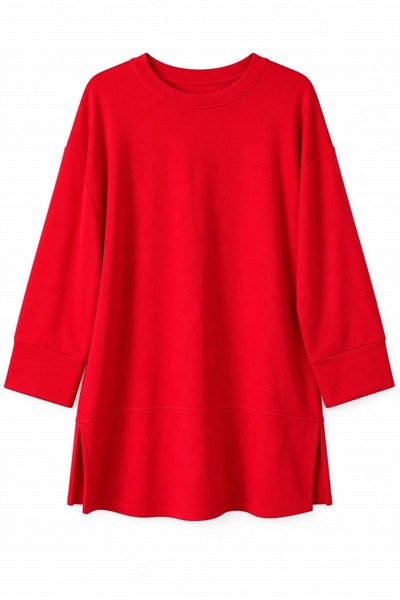 Kırmızı Oversize Manşet Detaylı Tunik