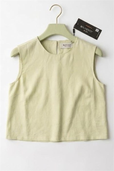 Yeşil Kolsuz Crop Bluz