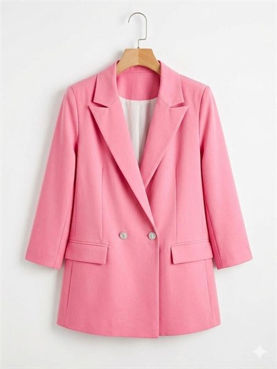 Pembe Kruvaze Yaka Blazer Ceket