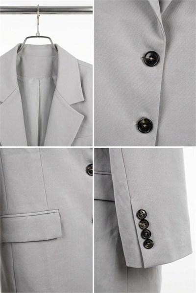 Gri Kruvaze Yaka Blazer Ceket