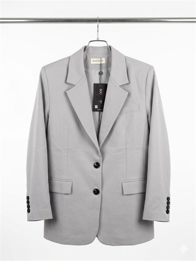 Gri Kruvaze Yaka Blazer Ceket