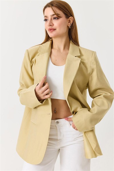 Hardal Oversize Astarlı Blazer Ceket