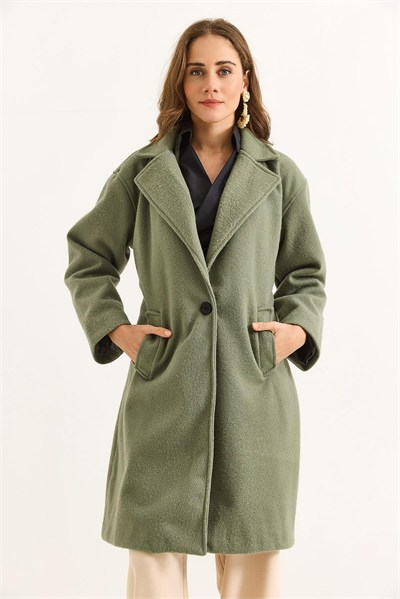 Haki Oversize Kaşe Kaban