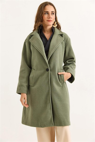 Haki Oversize Kaşe Kaban