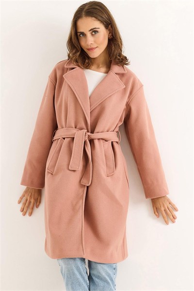 Pudra Oversize Kaşe Kaban
