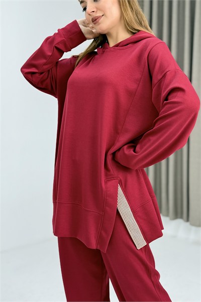 Kırmızı Paça Detaylı Pantolon