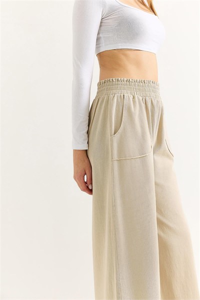 Bej Geniş Paça Pantolon