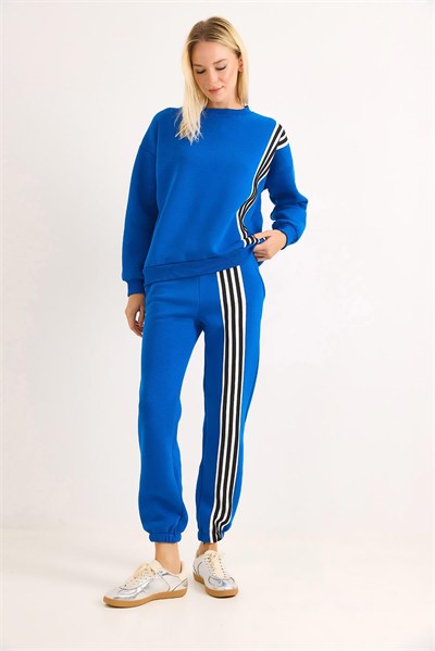 Saks Şeritli Şardonlu Pantolon