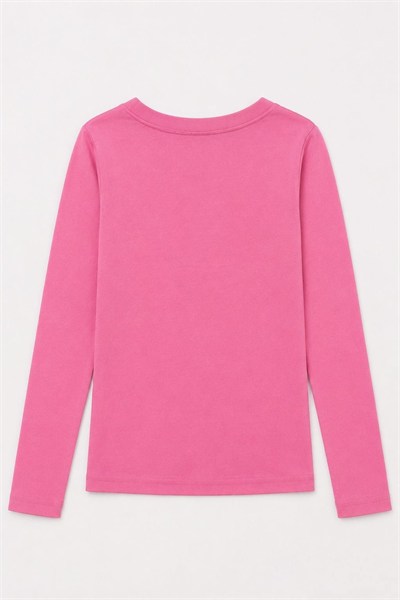 Pembe V Yaka Uzun Kol Bluz