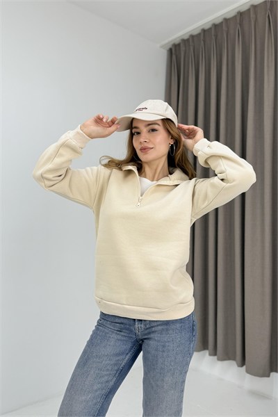 Vizon Yarım Fermuarlı Sweatshirt