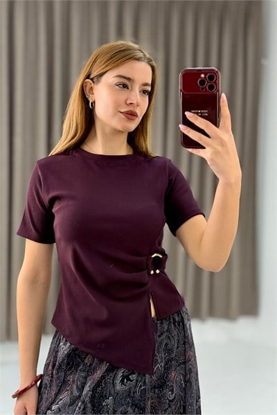 Mürdüm Yan Tokalı Bluz