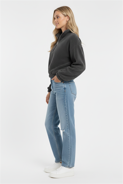 Antrasit Yarım Fermuarlı Sweatshirt