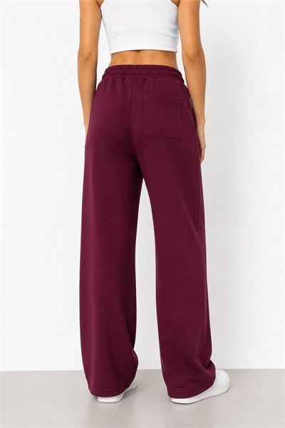 Bordo Yüksek Bel Eşofman Pantolon