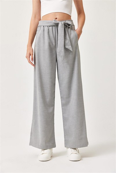 Gri Kemerli Bol Pantolon