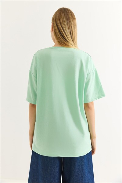 Su Yeşili Oversize Tişört