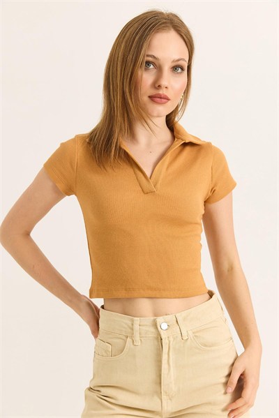 Taba Polo Yaka Kaşkorse Bluz