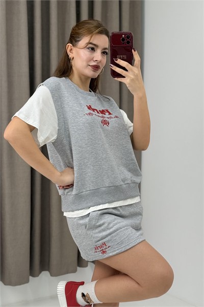 Gri Şort Etekli Spor Takım