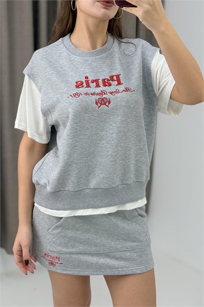 Gri Şort Etekli Spor Takım