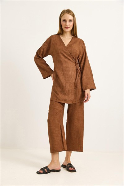 Taba Yandan Bağlamalı Kimono Takım