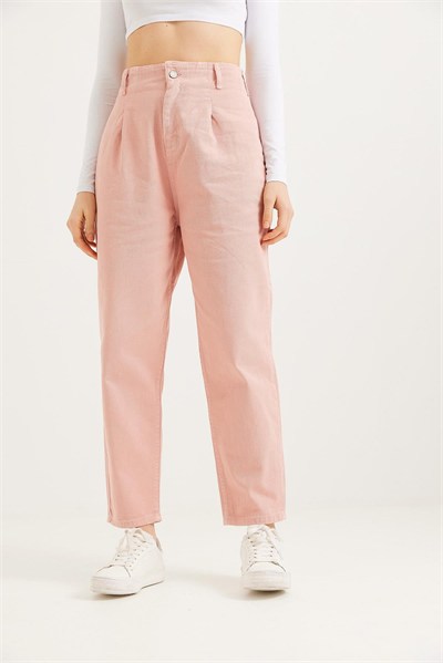 Pembe Yüksek Bel Pantolon