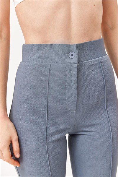 Gri Yüksek Bel Krep Pantolon