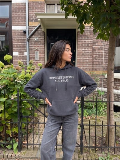 Antrasit Oversize Kapüşonlu Sweatshirt