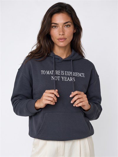 Antrasit Oversize Kapüşonlu Sweatshirt